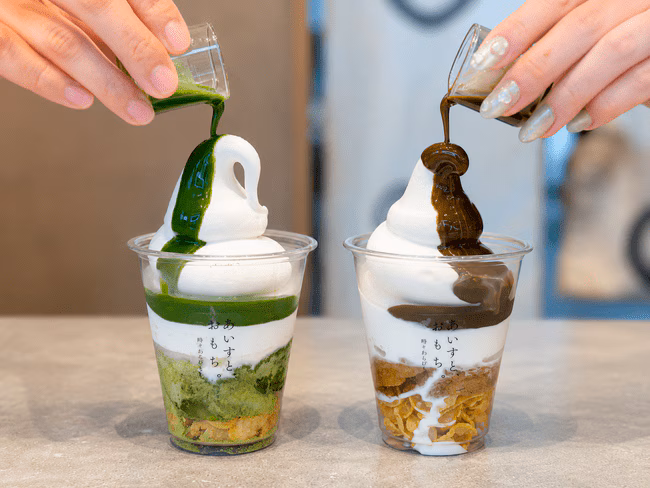 Warabimochi Specialty Store's New-Style 'Fresh Warabimochi Ice Cream': Matcha Flavor Renewed, Hojicha Flavor Debuts