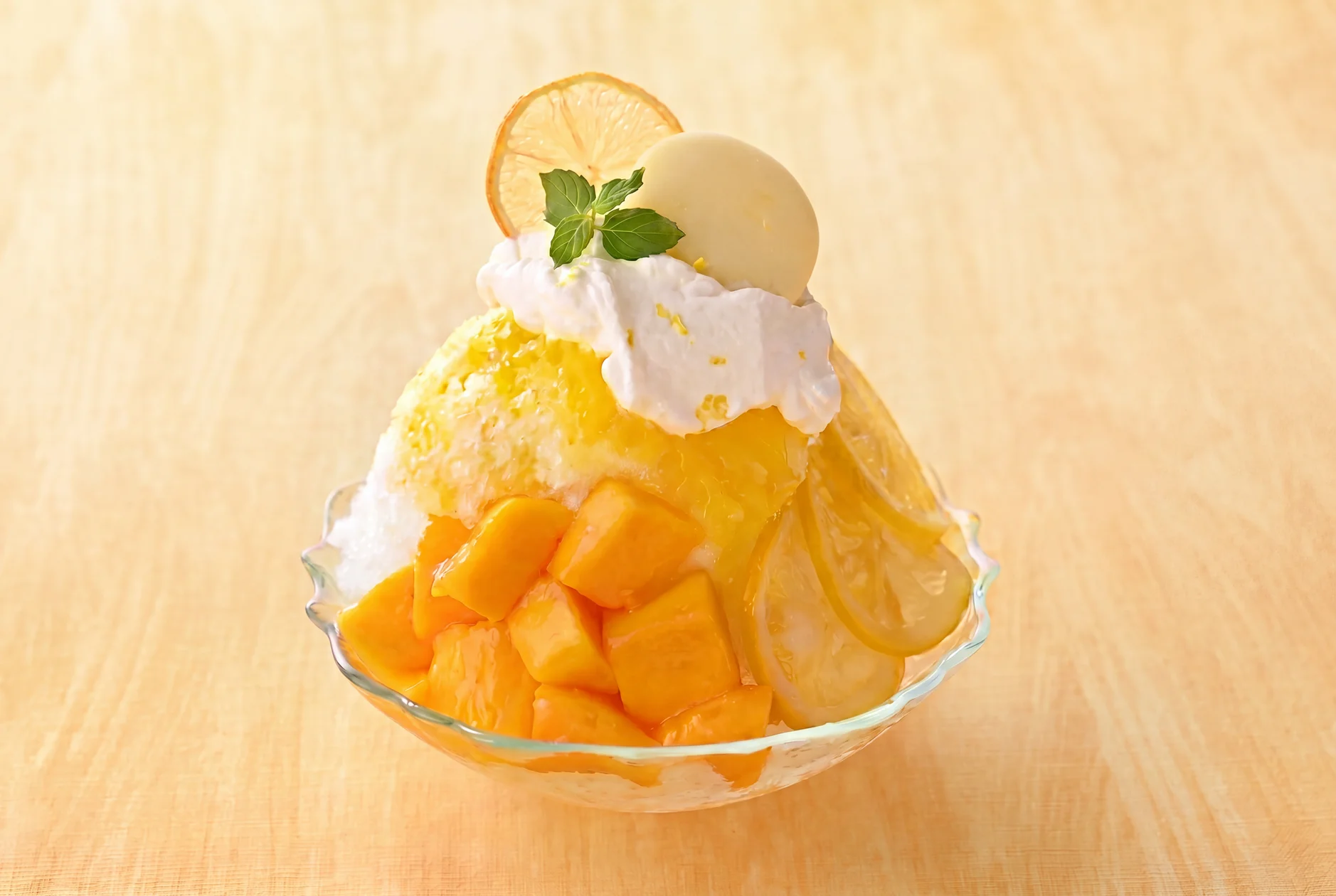 Rihga Royal Hotel Hiroshima: Summer-Only Shaved Ice with Mango, Hiroshima Lemon, and Uji Matcha — Chef's Two Signature Creations
